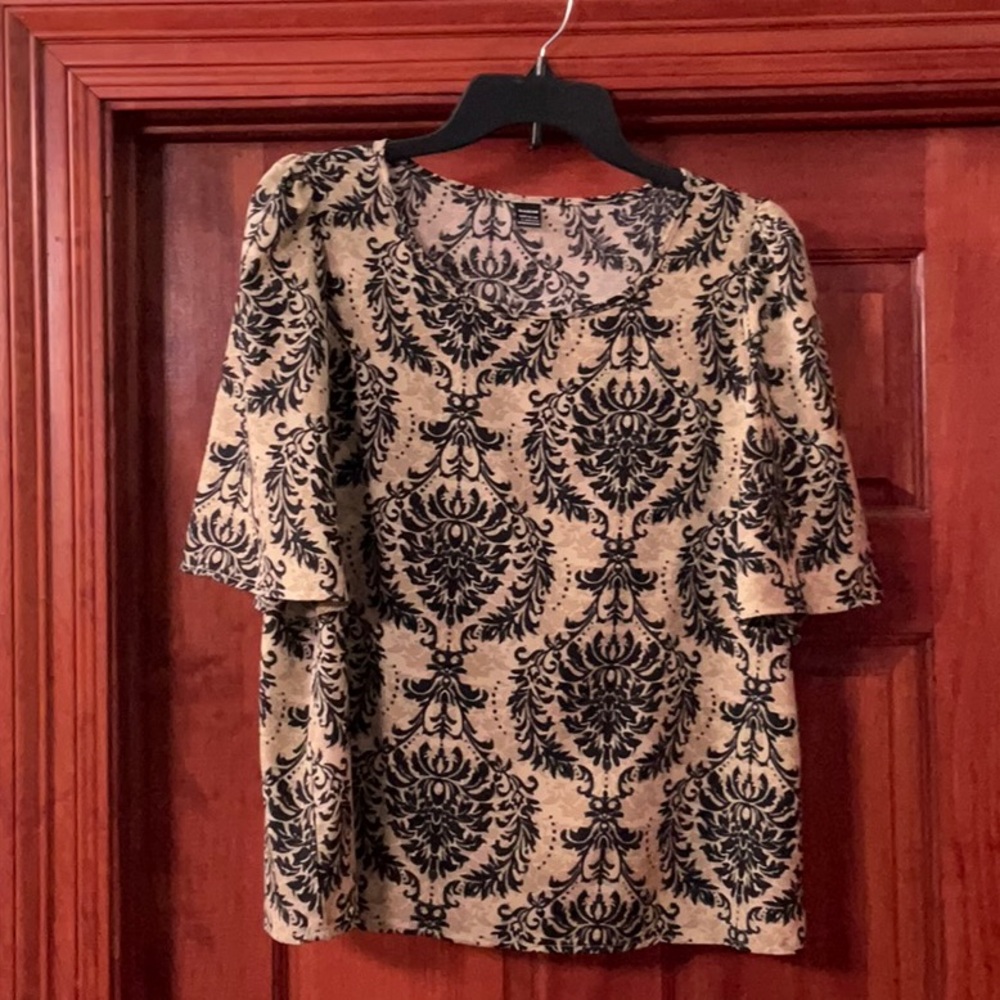 SHEIN Black Embellished Boxy 3/4 Sleeve Blouse